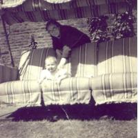 Peter Rigby on his parents swing seat (a customer)  - (1940)