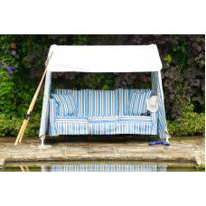 Oatmeal & Blue Brown Stripe Idler Garden Swing Seat